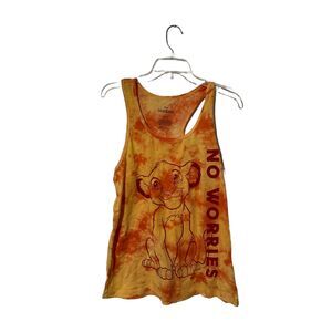 Disney The Lion King No Worries Simba Tank Tie Dye Orange Top Juniors XL